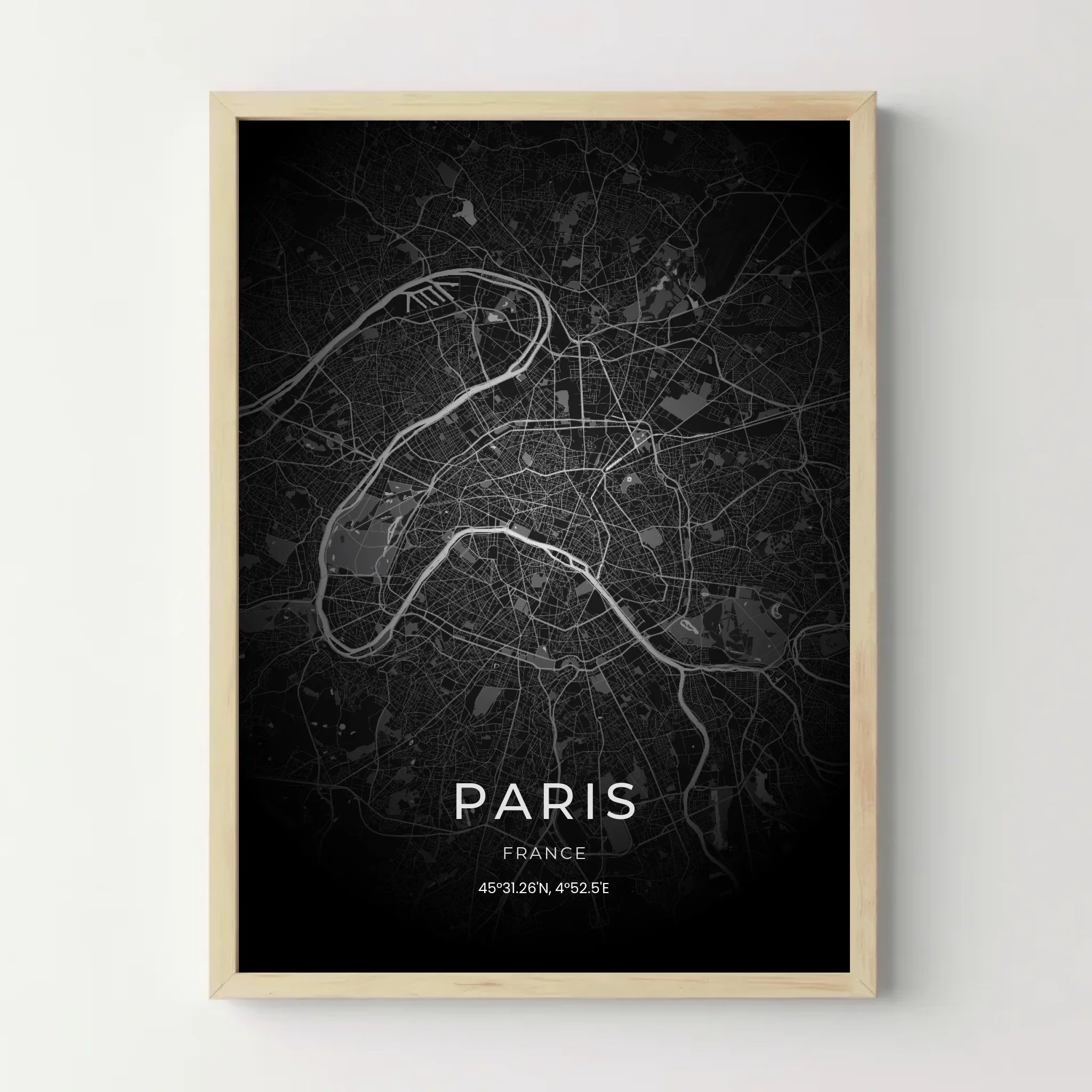 Affiche carte de ville personnalisée - Dark Map - cestfrancais.fr