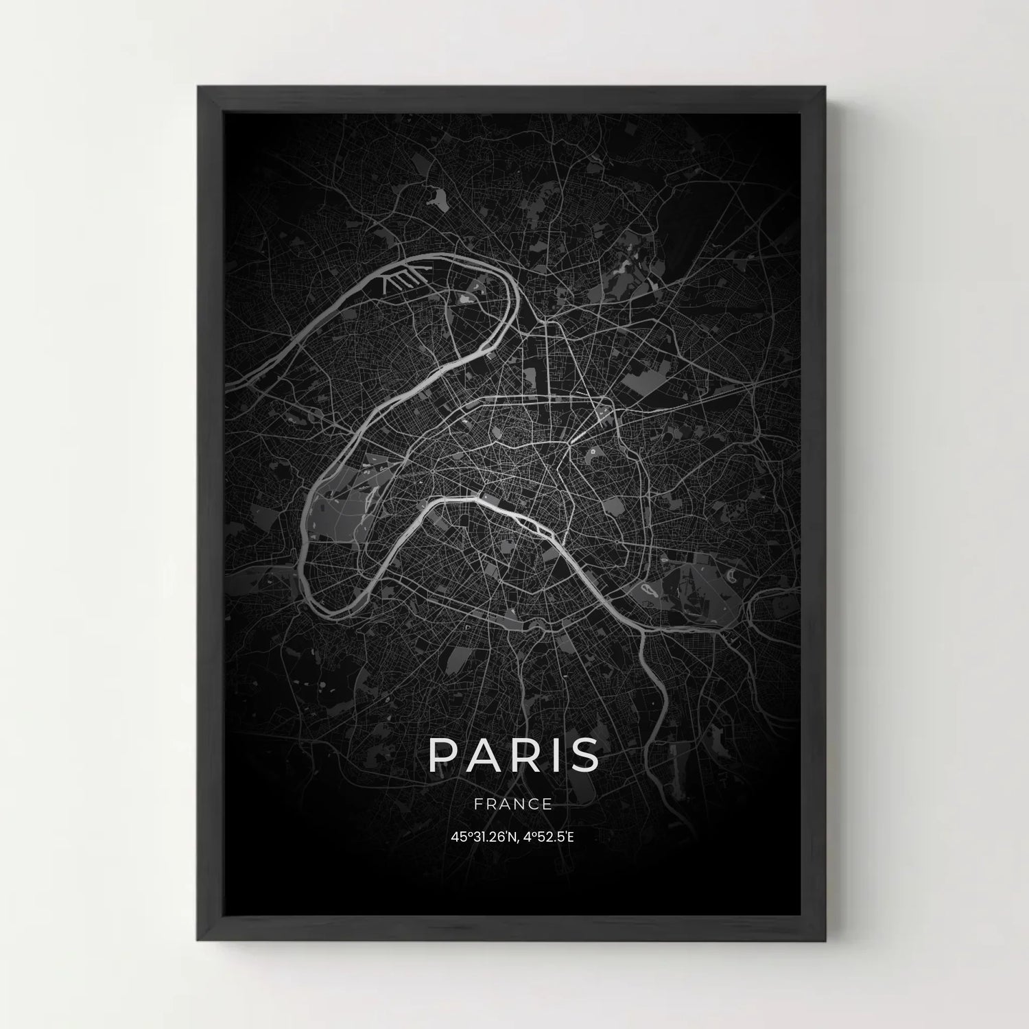 Affiche carte de ville personnalisée - Dark Map - cestfrancais.fr