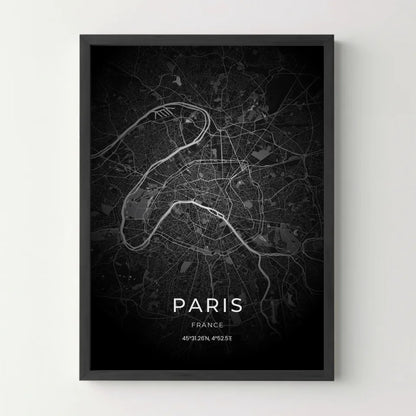 Affiche carte de ville personnalisée - Dark Map - cestfrancais.fr