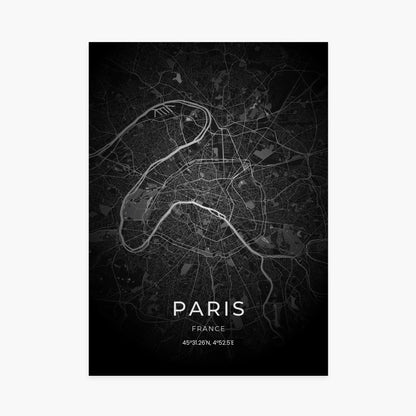 Affiche carte de ville personnalisée - Dark Map - cestfrancais.fr