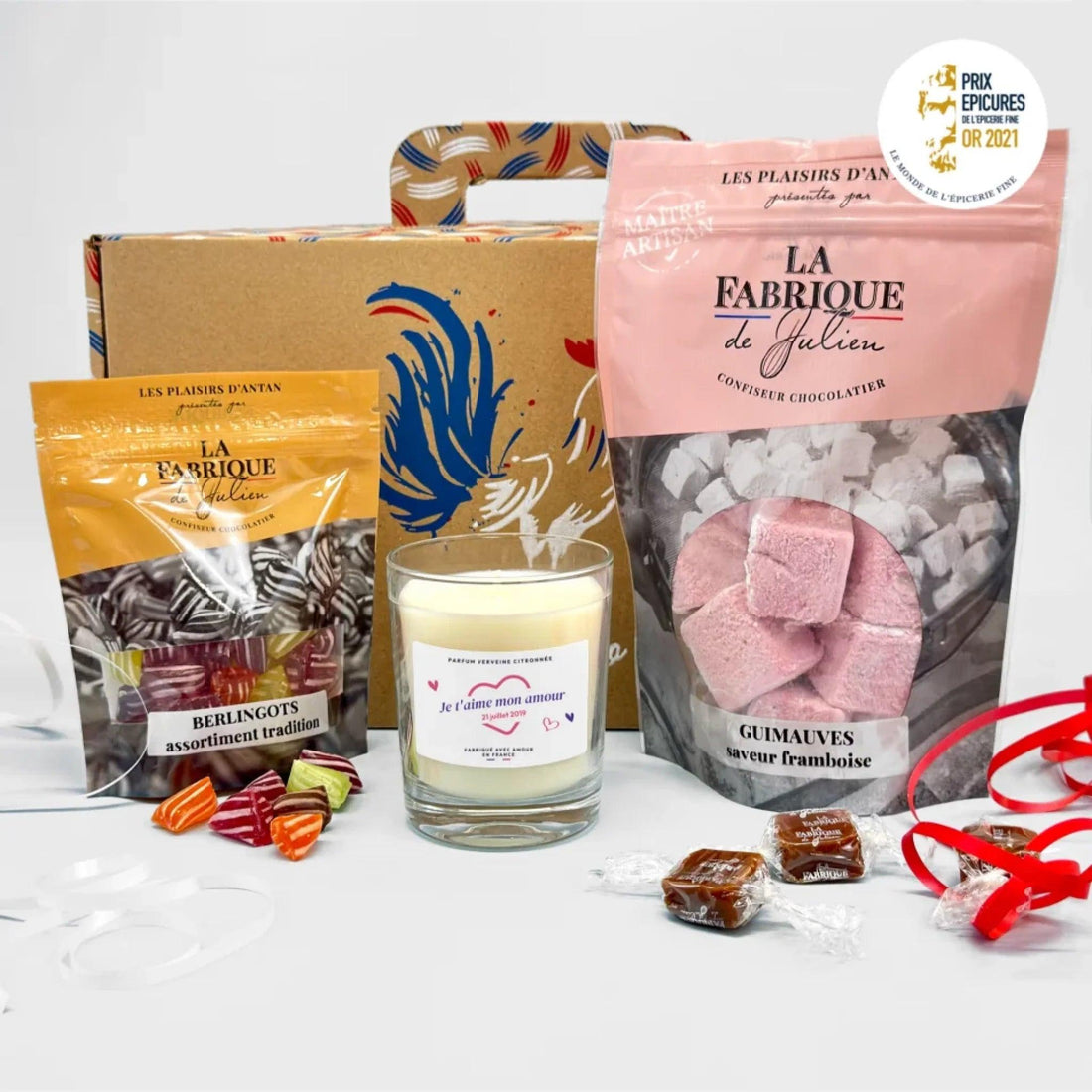 Coffret cadeau bougie personnalisée - Guimauves &amp; Berlingots - cestfrancais.fr