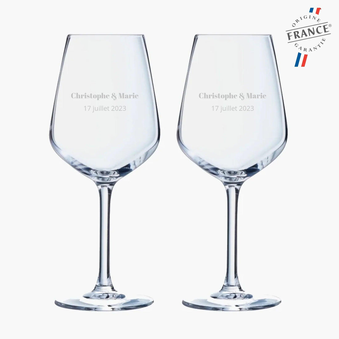 Duo de verres à vin personnalisés - Couple date - cestfrancais.fr