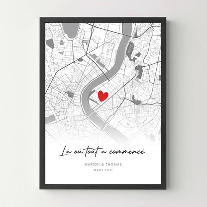 Affiche personnalisée couple - Carte première rencontre - cestfrancais.fr