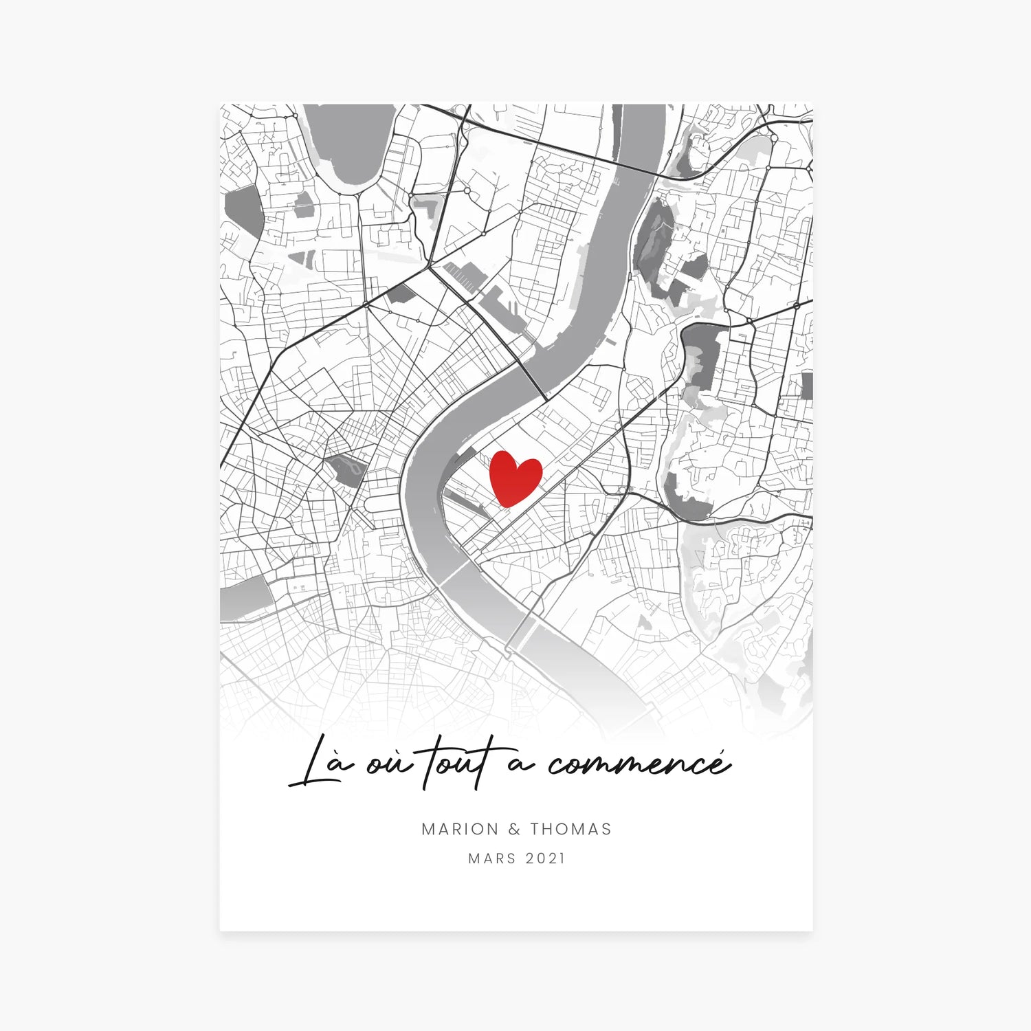 Affiche personnalisée couple - Carte première rencontre - cestfrancais.fr