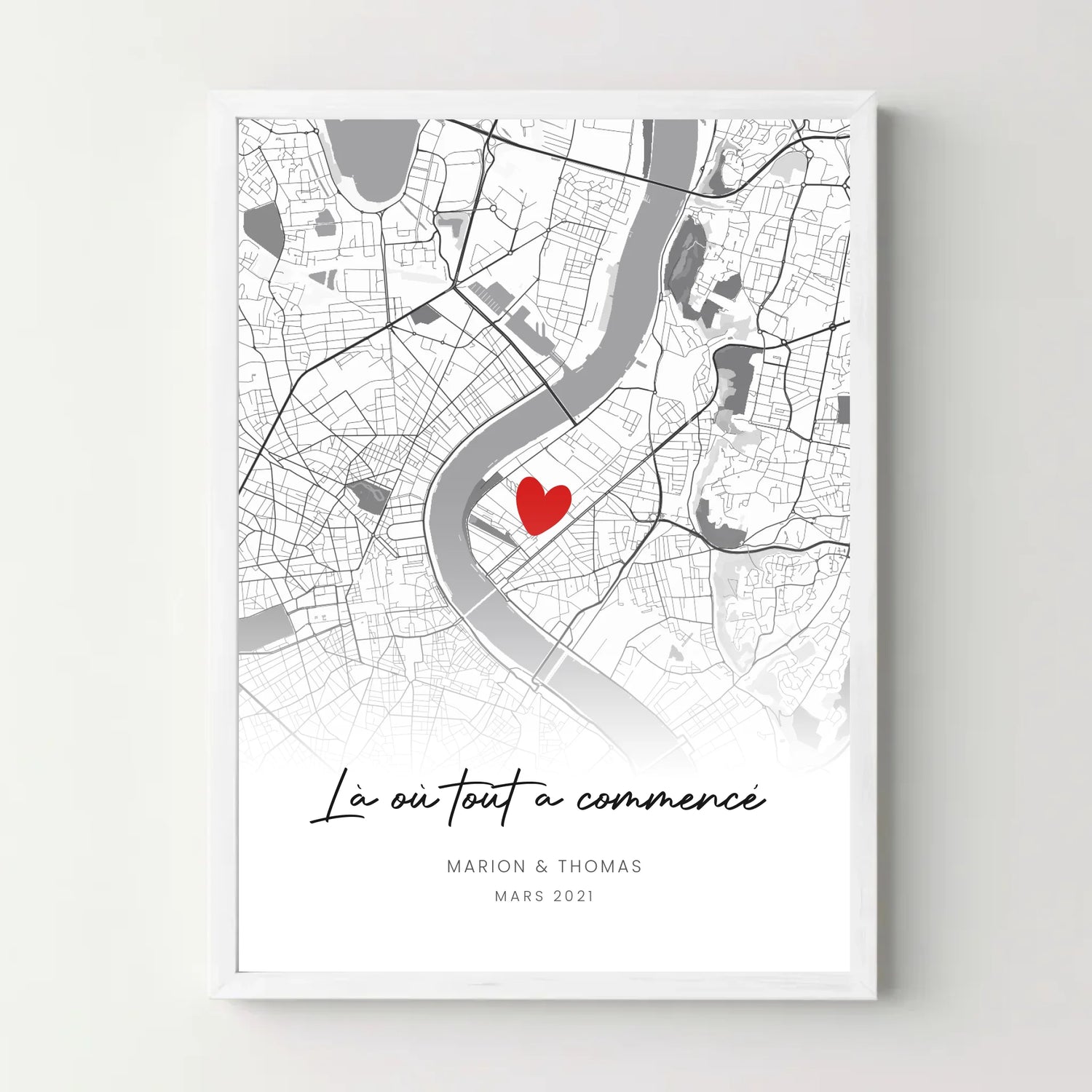 Affiche personnalisée couple - Carte première rencontre - cestfrancais.fr