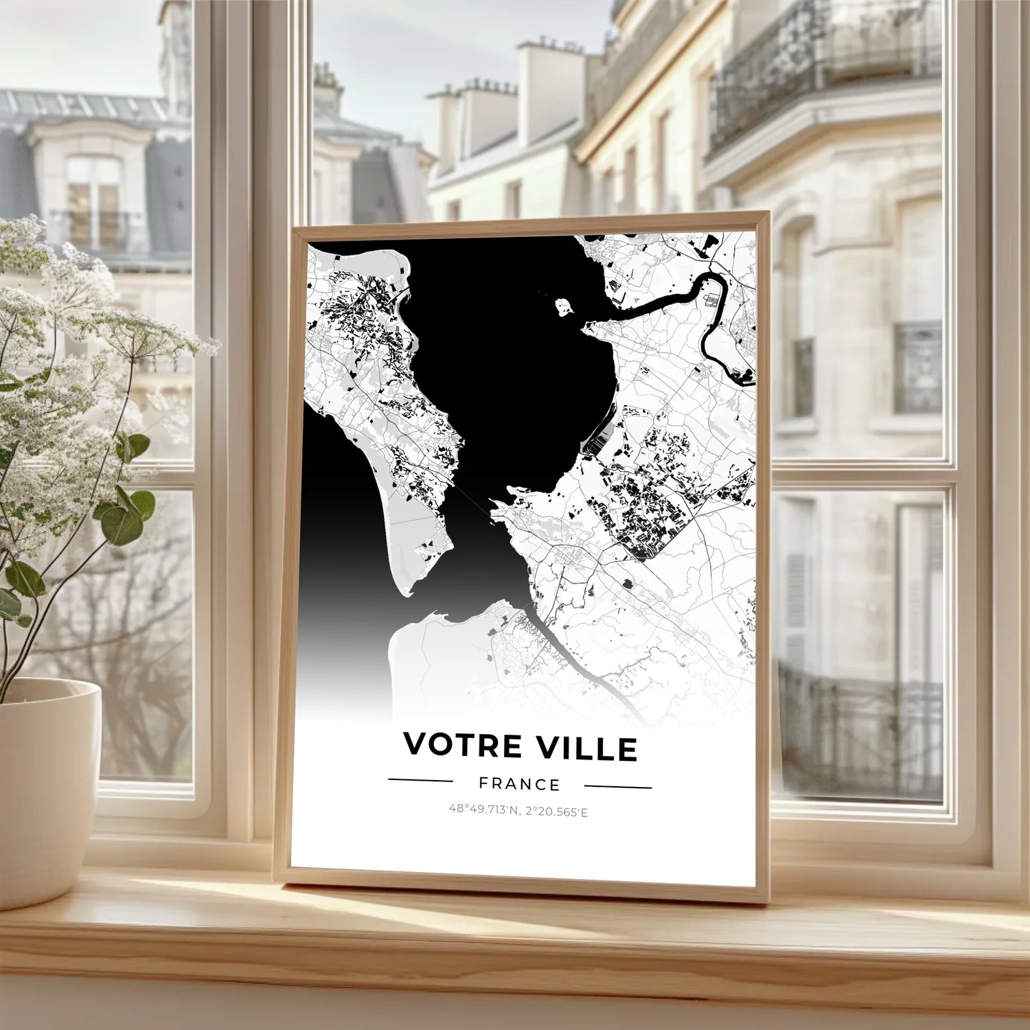 Affiche carte personnalisée - Votre Ville - Simple - cestfrancais.fr