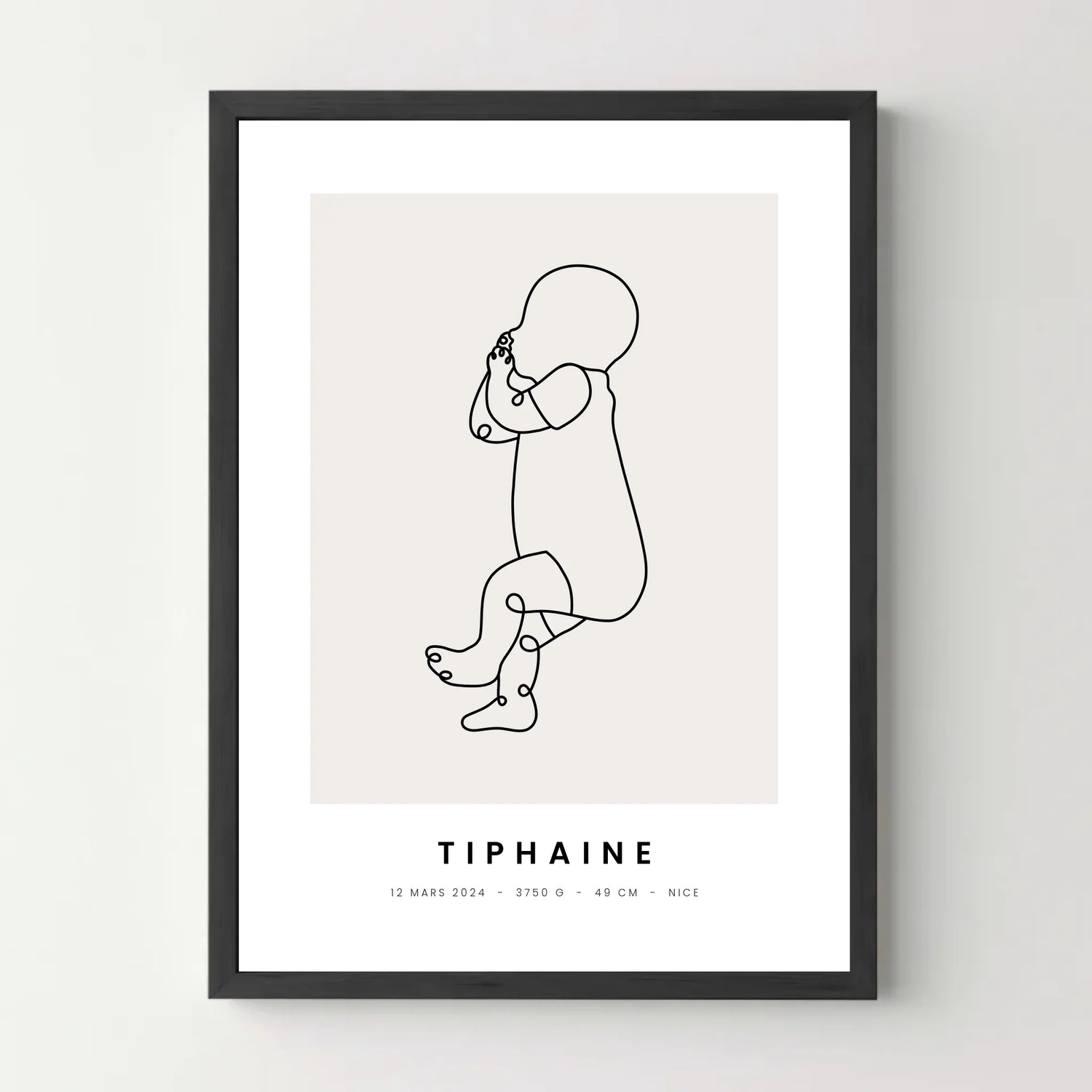 Affiche naissance personnalisée - Bébé Line Art - cestfrancais.fr