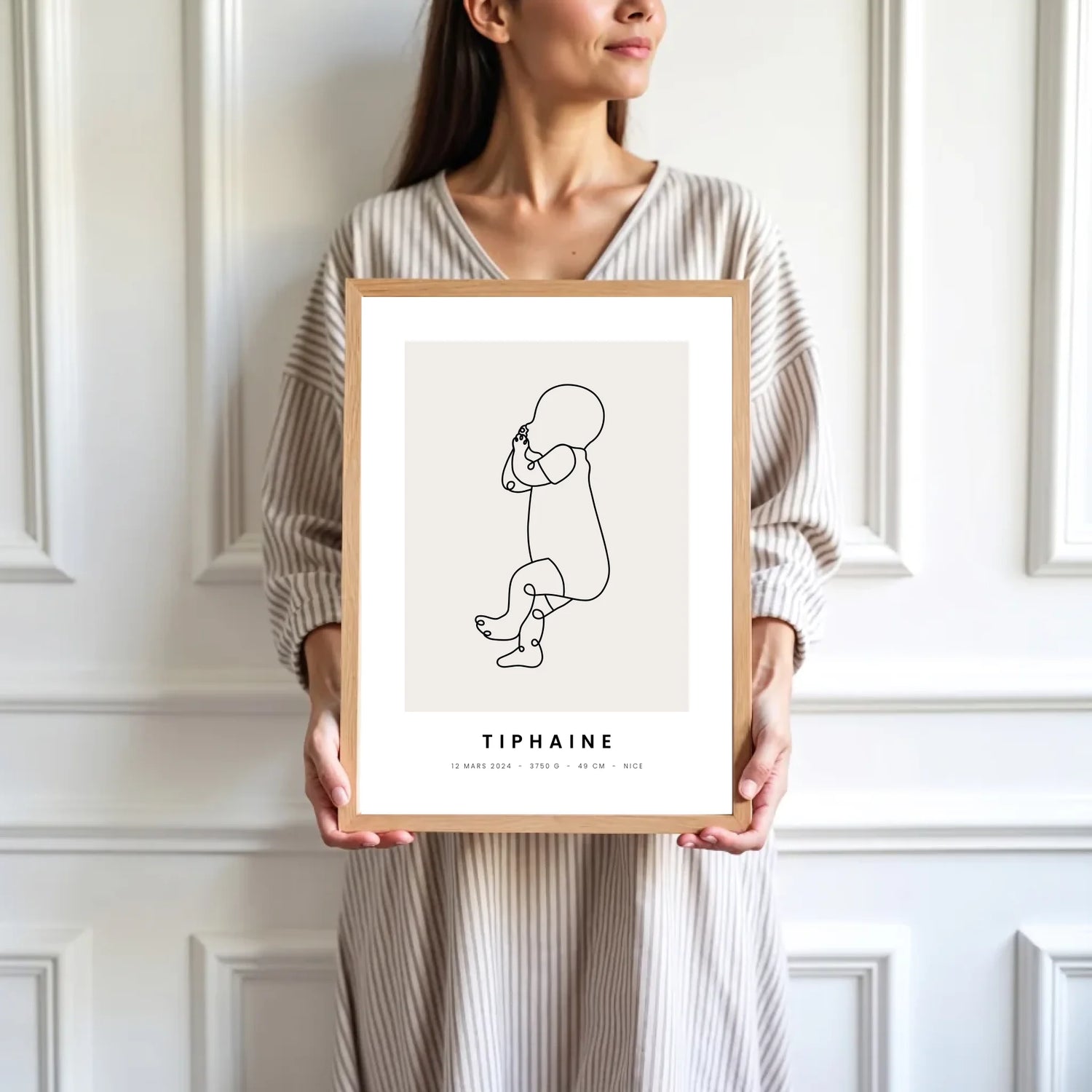 Affiche naissance personnalisée - Bébé Line Art - cestfrancais.fr