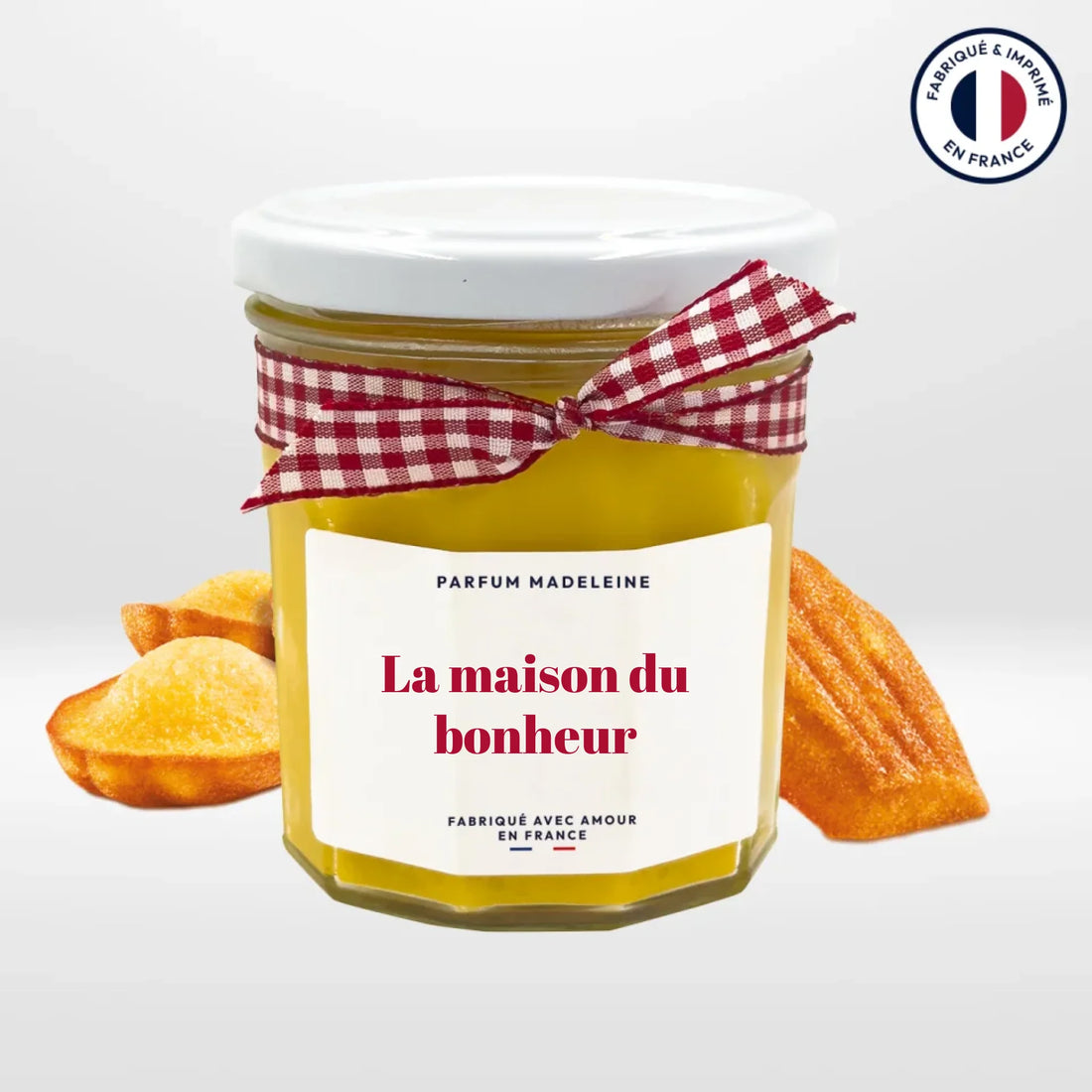 Bougie pot de confiture - Maison du bonheur (texte personnalisable) - cestfrancais.fr