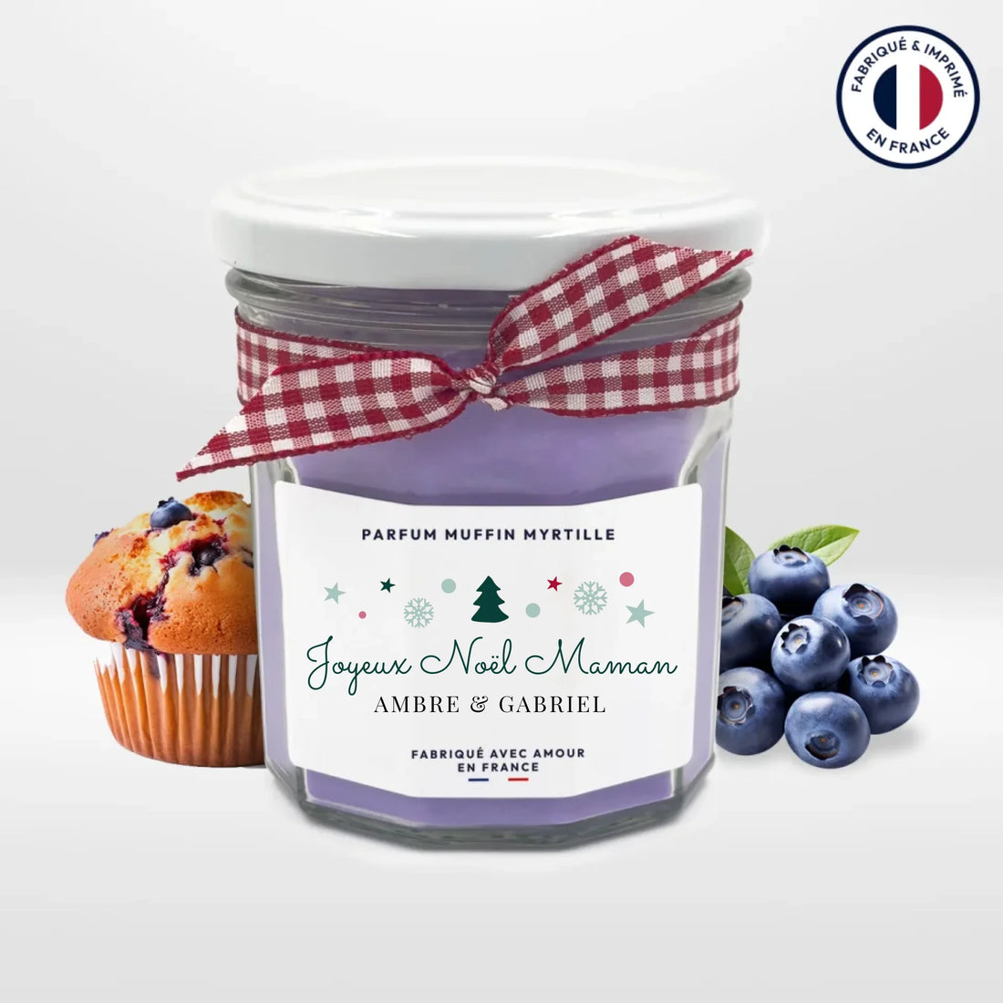 Bougie pot de confiture - Joyeux Noël - cestfrancais.fr