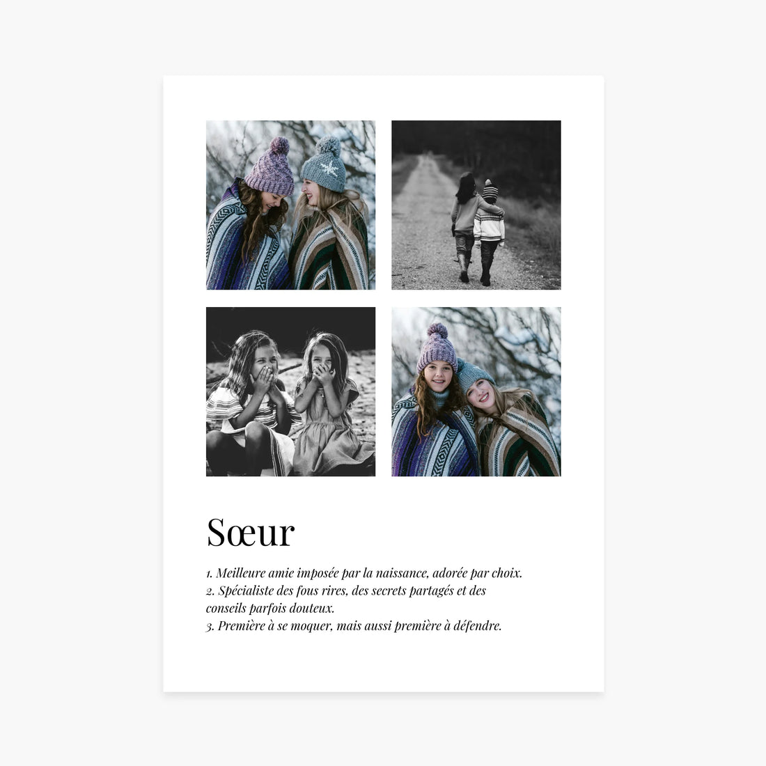 Affiche personnalisée - Définition sœur 4 photos