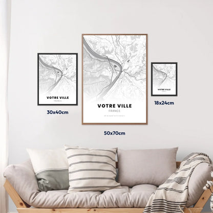 Affiche Carte ville personnalisable