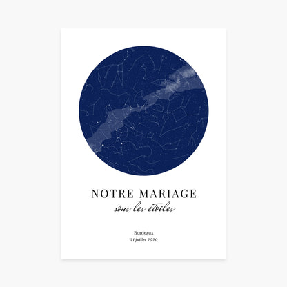 Affiche personnalisée - Carte du ciel étoilé mariage