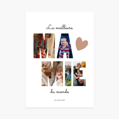 Affiche personnalisée - Meilleure Mamie Lettres photos