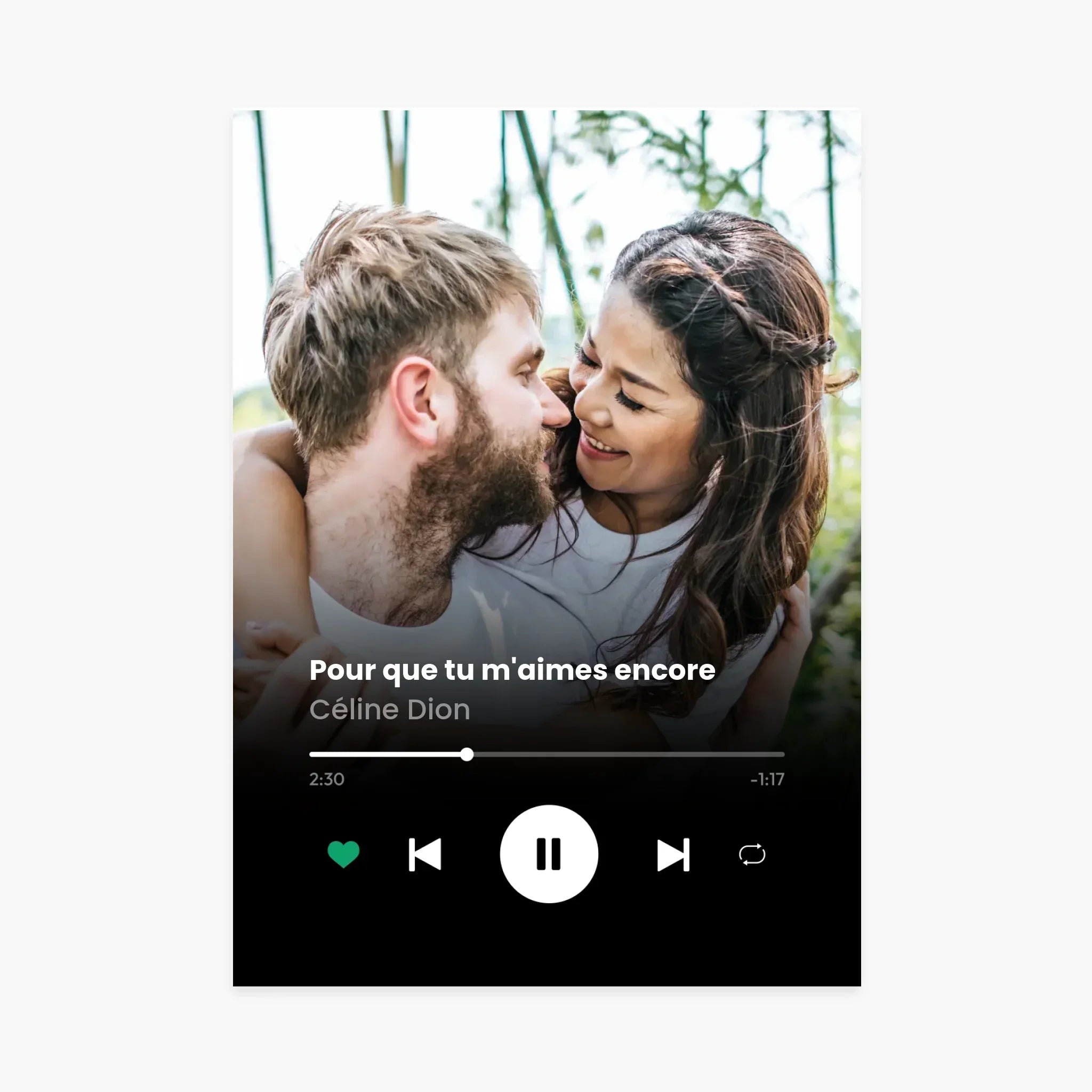 Affiche personnalisée couple amoureux avec musique, idée cadeau photo romantique