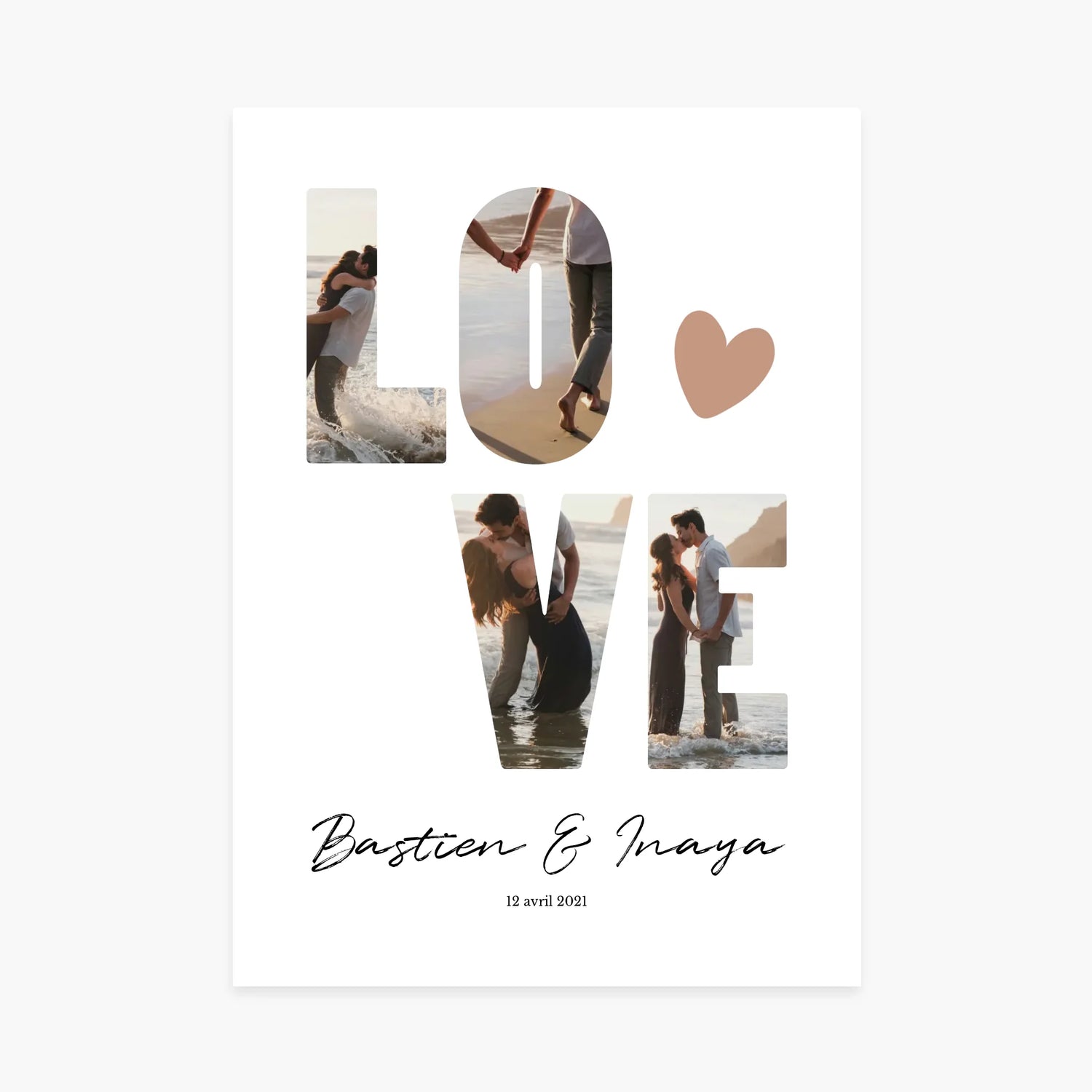 Affiche personnalisée photos couple et famille - Love