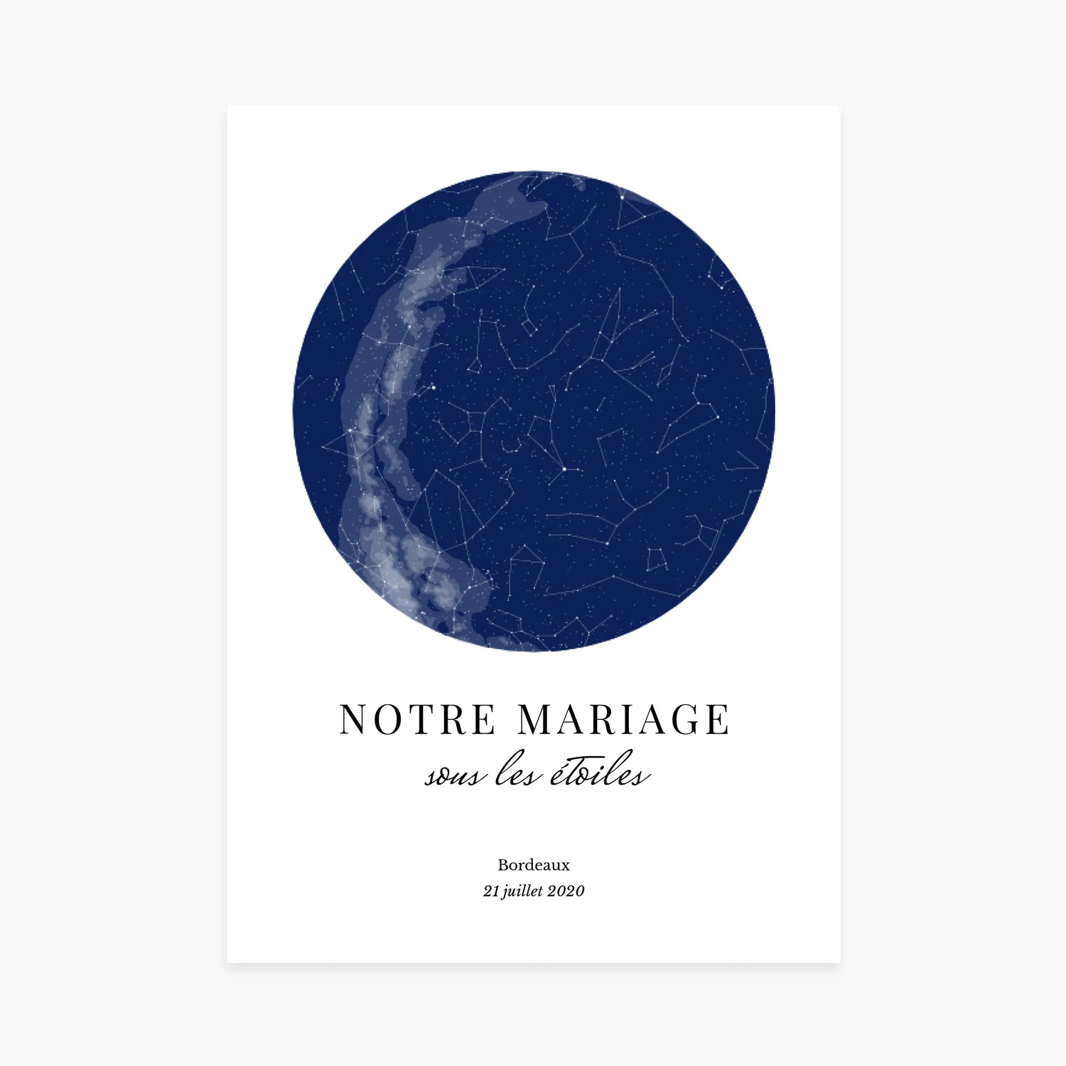 Affiche personnalisée - Carte du ciel étoilé mariage