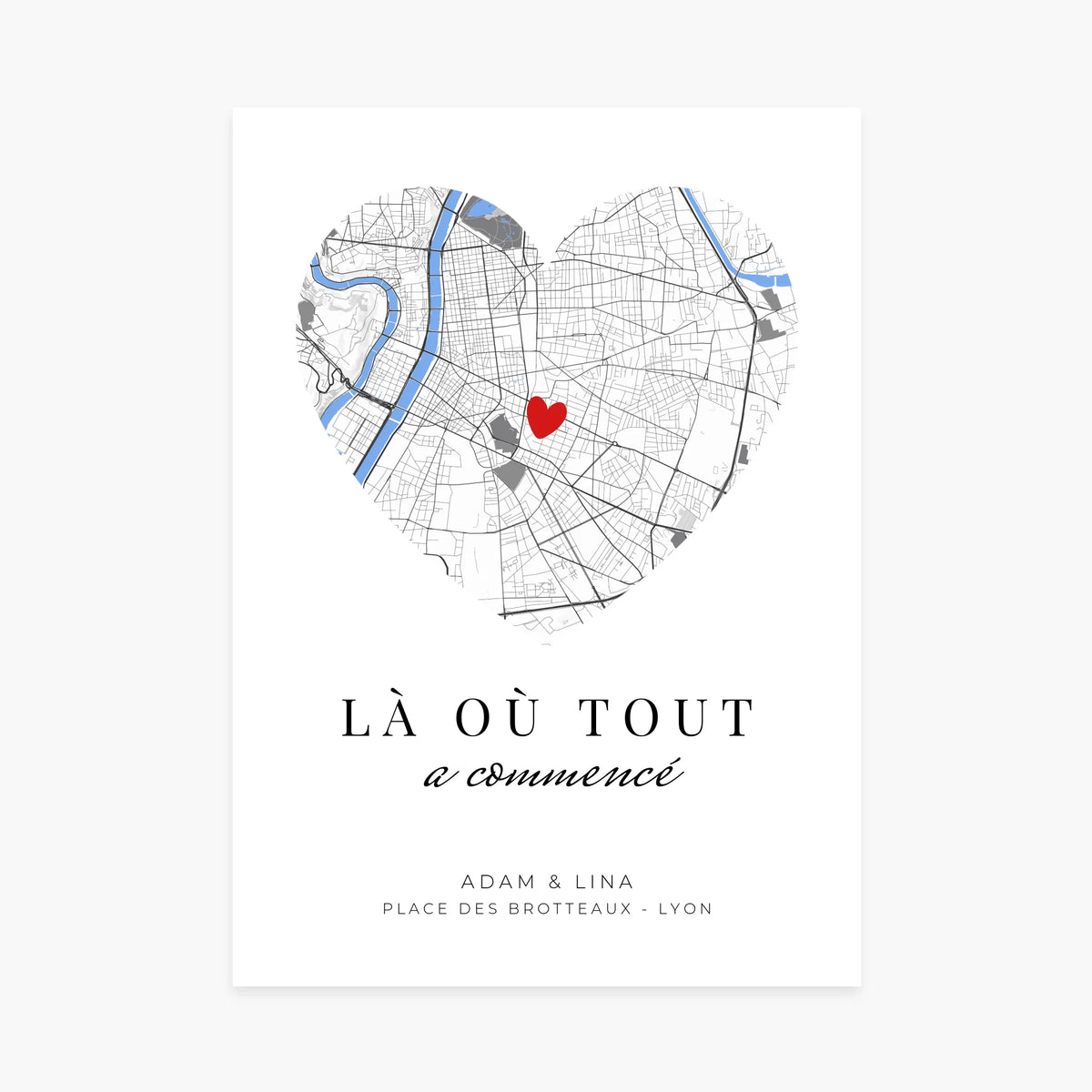 Póster personalizado Pareja - Donde todo empezó, mapa personalizable