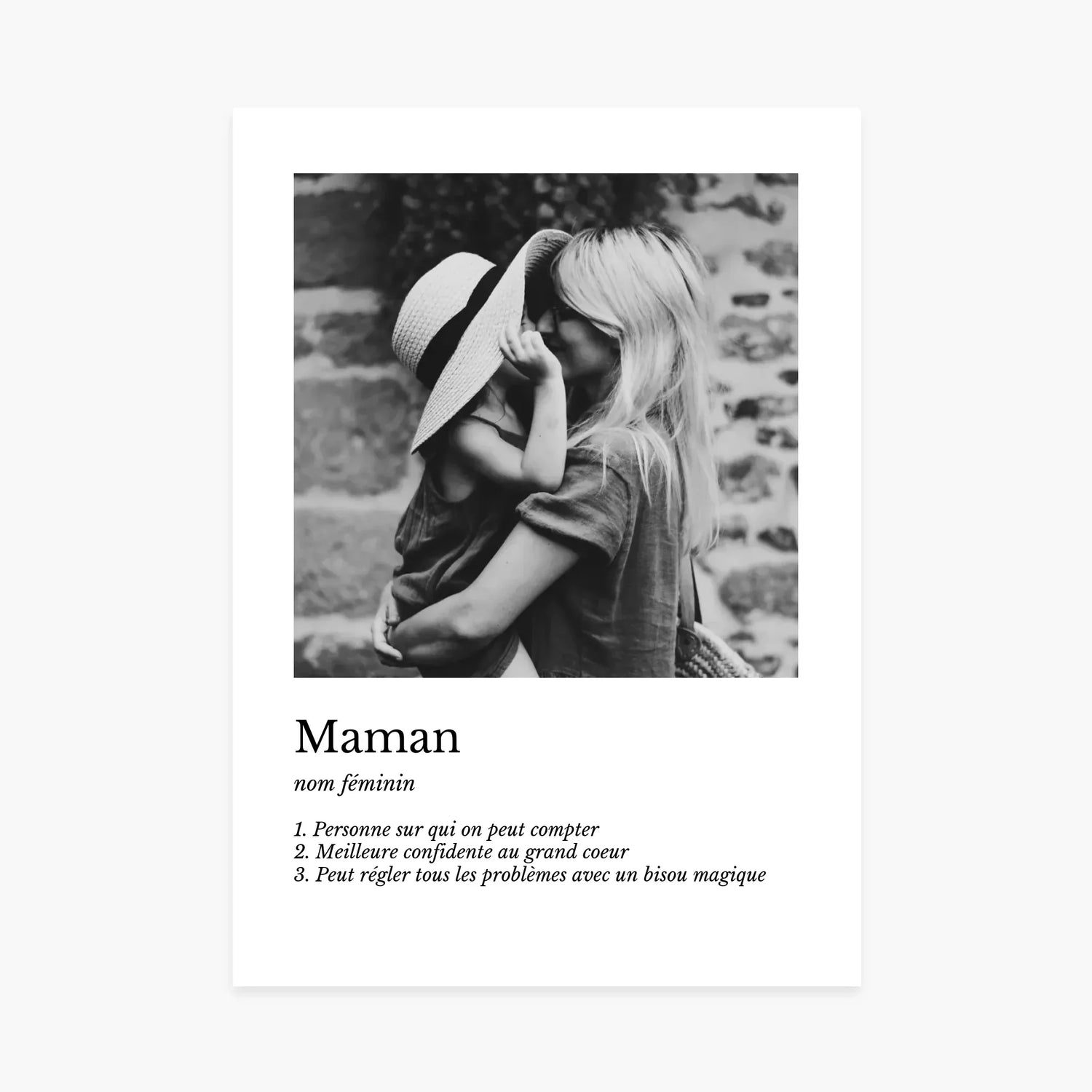 Affiche personnalisée maman avec photo en noir et blanc d&
