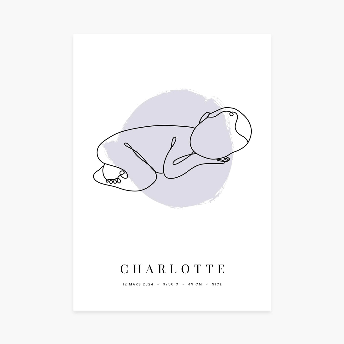Affiche personnalisée naissance - Line Art Pastel