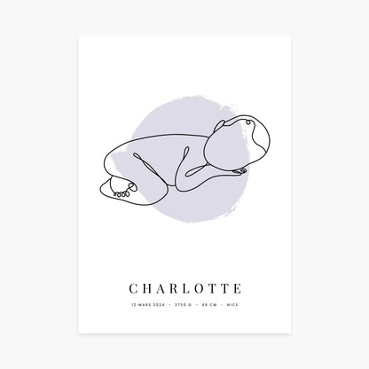 Affiche personnalisée naissance - Line Art Pastel