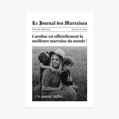 Affiche personnalisée marraine, femme et enfants s&