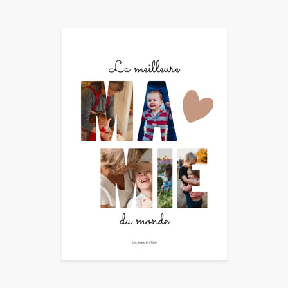 Affiche personnalisée - Meilleure Mamie Lettres photos