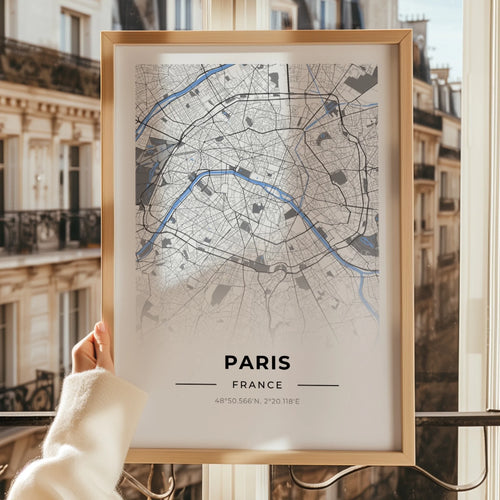 Affiche carte ville personnalisée - Style vintage et bords blancs