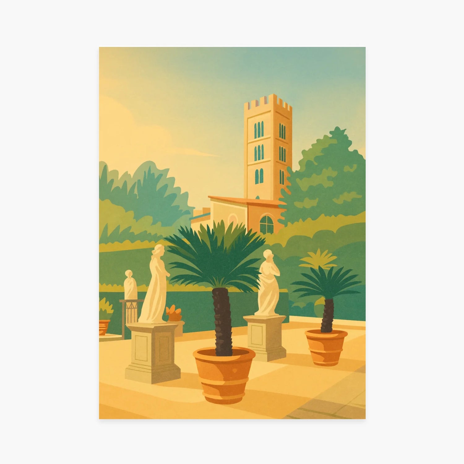 Affiche personnalisée - Votre paysage en illustration colorée style poster vintage