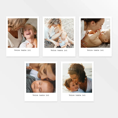Affiches personnalisées format polaroid avec photos de familles, idée cadeau personnalisé