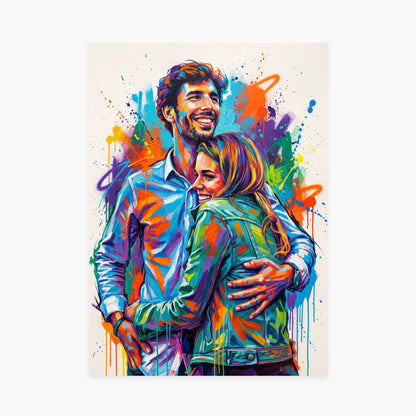 Affiche personnalisée - Votre photo en illustration urbaine style graffiti et tâches d&