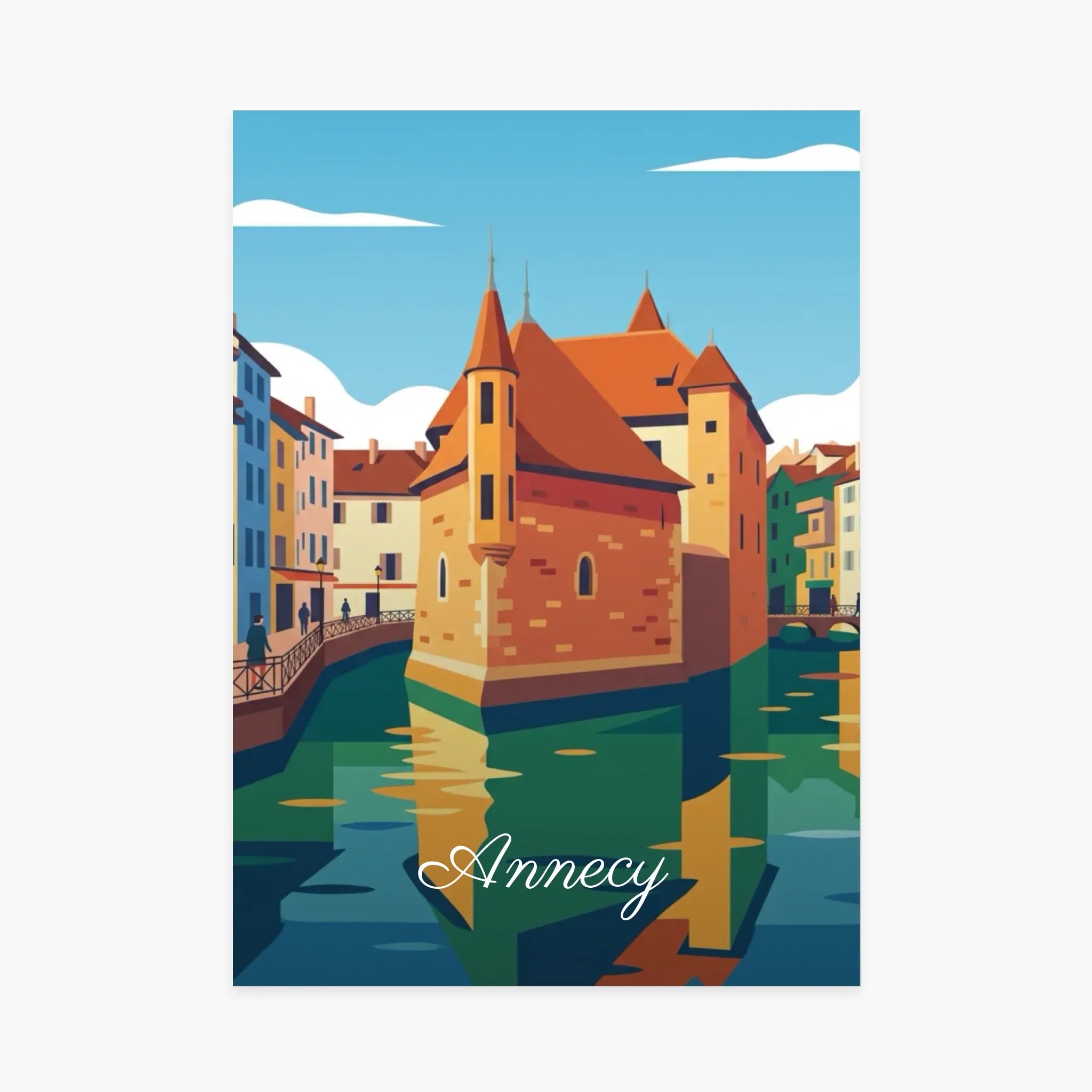 Affiche ville personnalisée Annecy - Votre affiche de ville illustrée avec votre photo