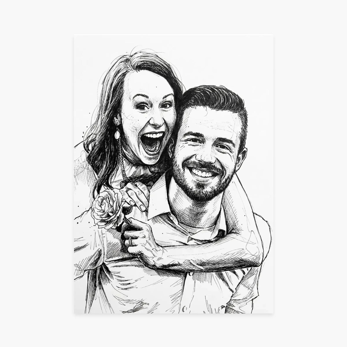 Affiche personnalisée - Votre photo en dessin artistique noir &amp; blanc à l&