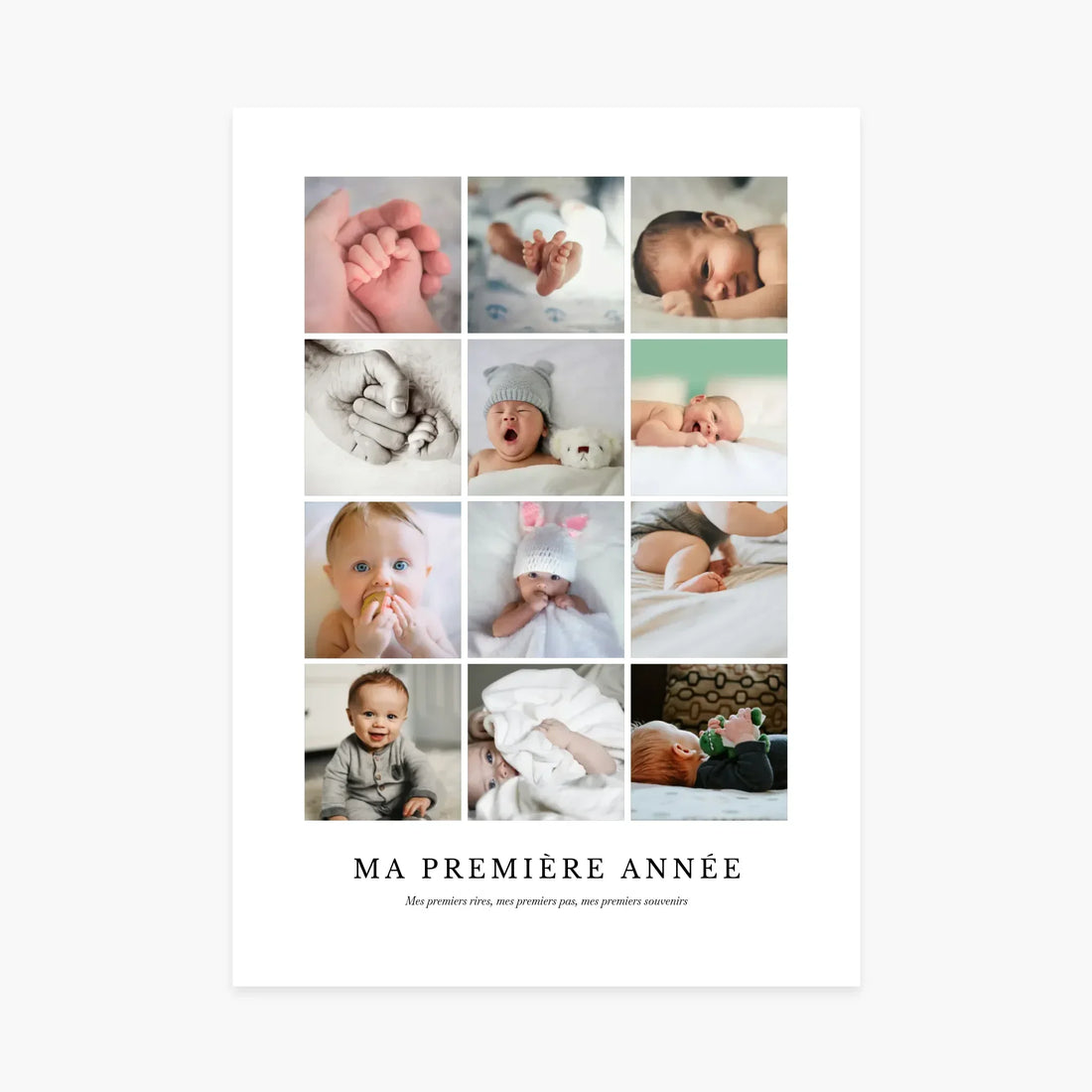 Affiche collage photo bébé, souvenirs première année, cadeau personnalisé naissance