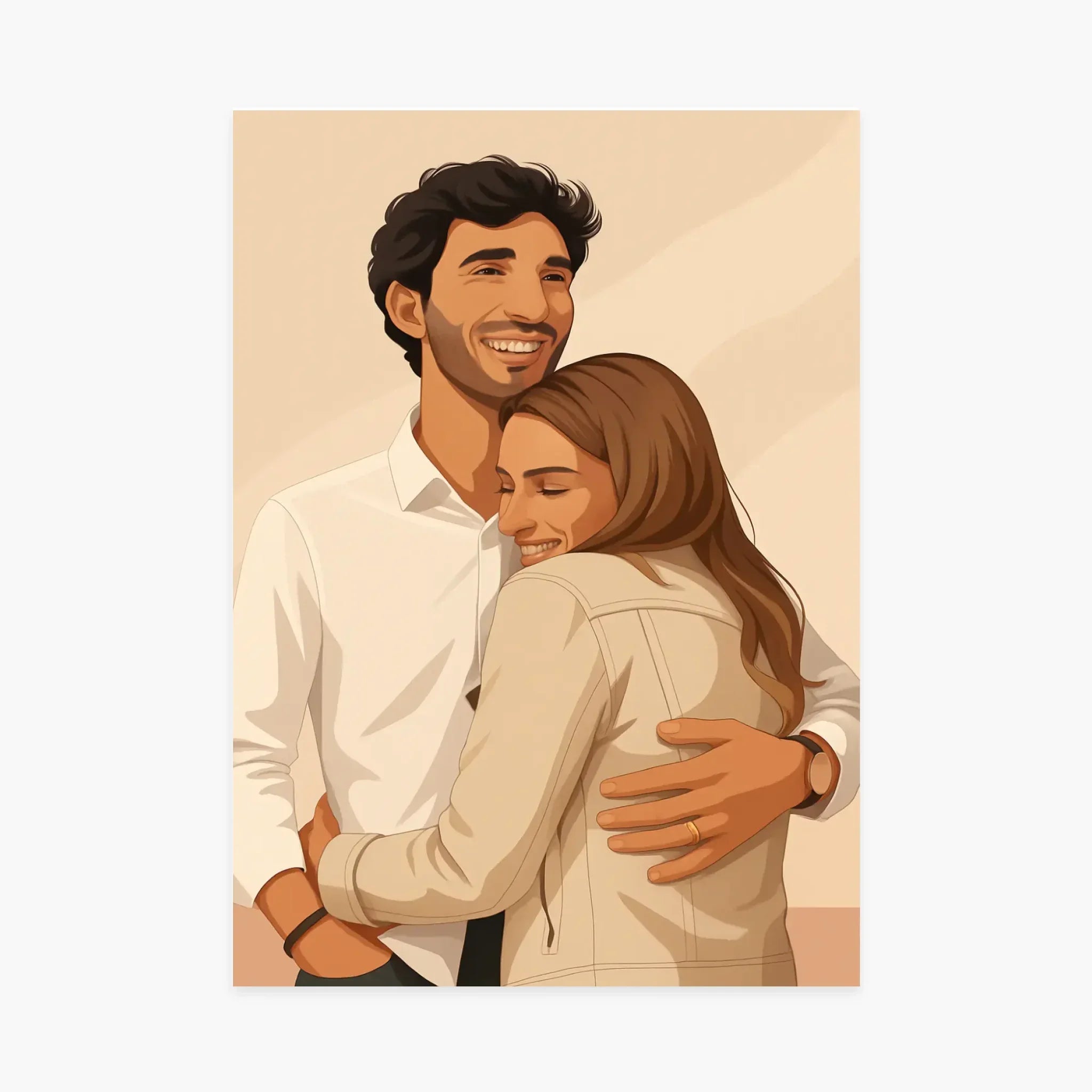 Affiche personnalisée de couple qui s’étreint, cadeau original, illustration moderne