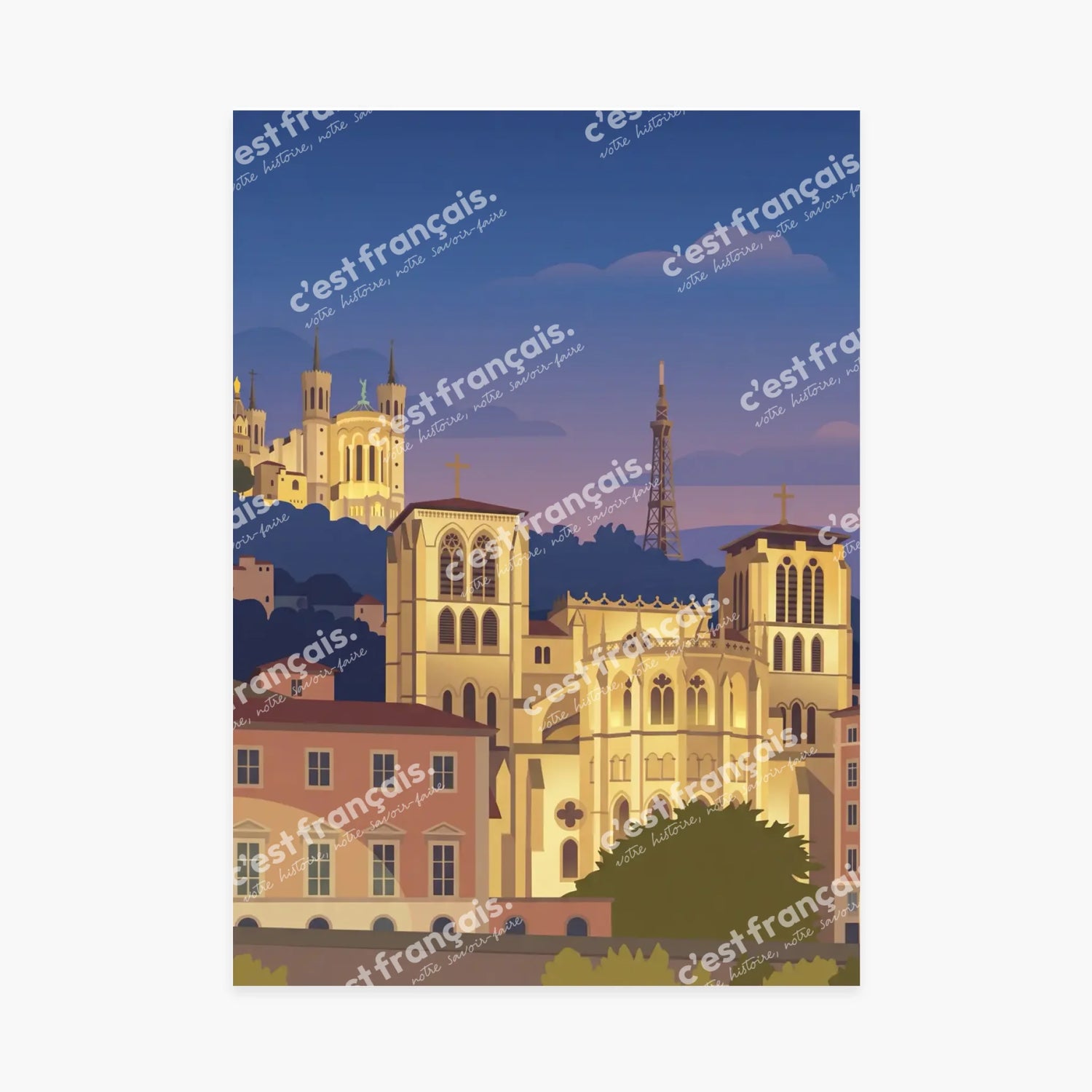 Affiche personnalisée famille - Votre photo en illustration style poster vintage