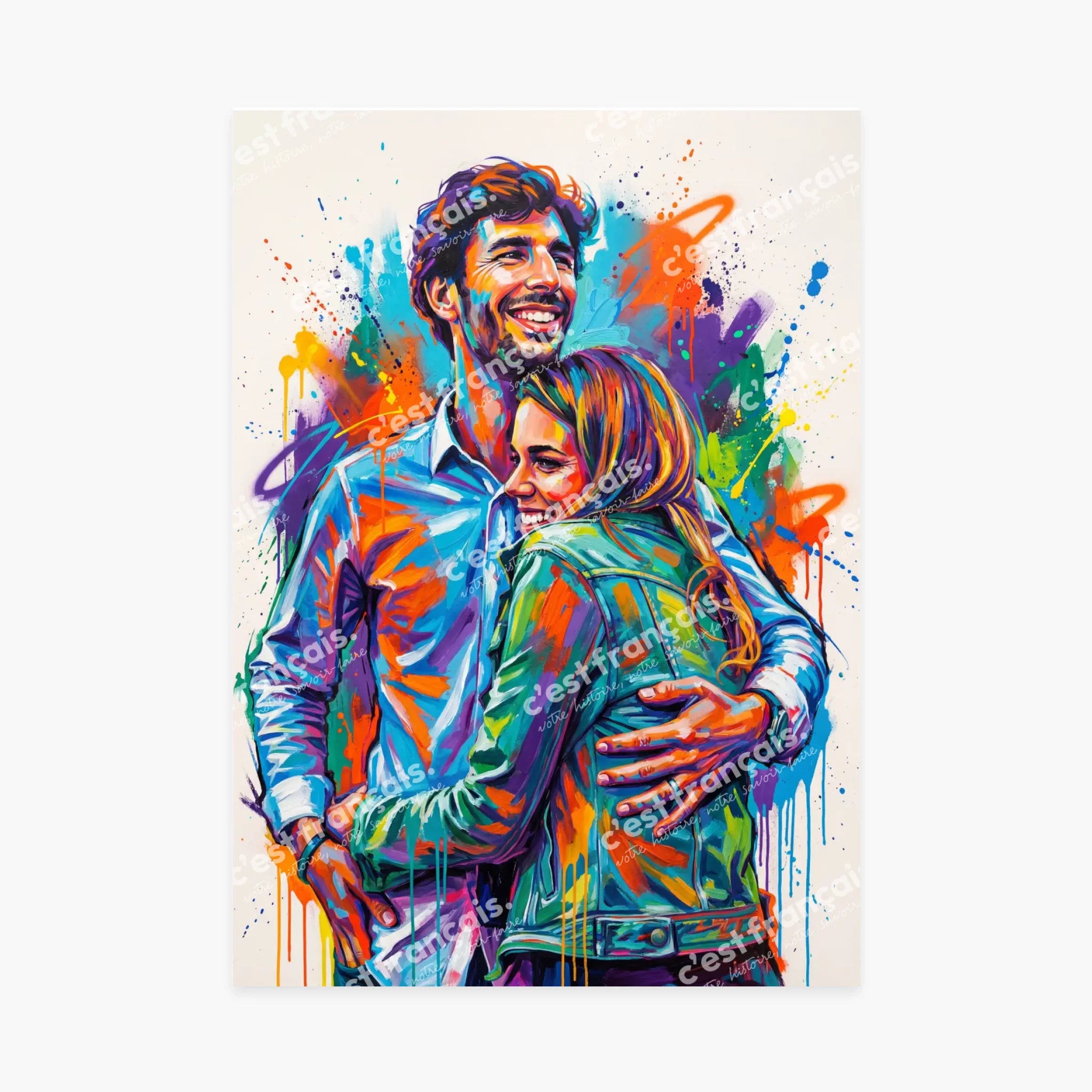 Affiche personnalisée naissance - Votre photo de bébé en illustration style graffiti et tâches d&