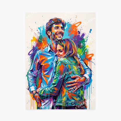 Affiche personnalisée naissance - Votre photo de bébé en illustration style graffiti et tâches d&