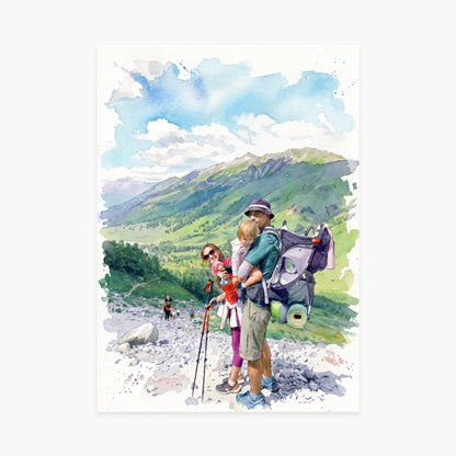 Póster de acuarela personalizado - Tu foto con su decoración
