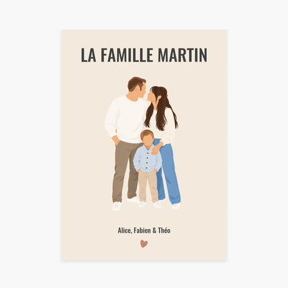 Affiche personnalisée - Votre photo de famille en illustration minimaliste