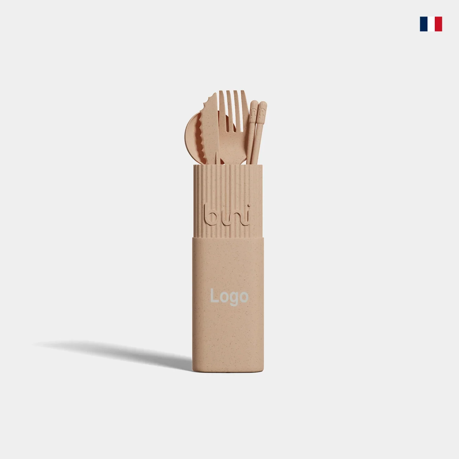 Set de couverts réutilisables nude en étui, éco-responsable, personnalisable