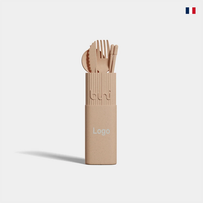 Set de couverts réutilisables nude en étui, éco-responsable, personnalisable