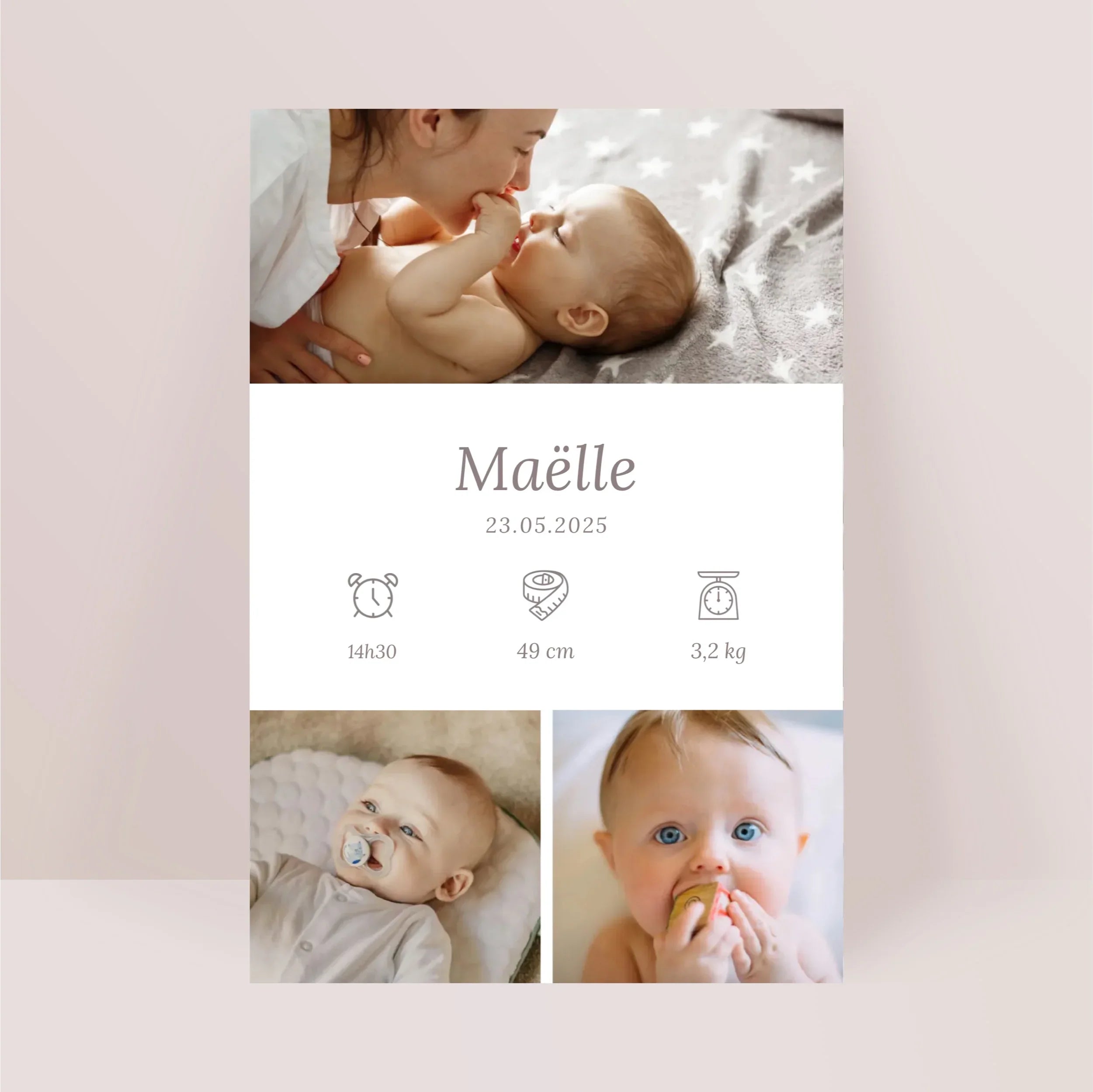 Faire-part naissance personnalisé - 3 photos