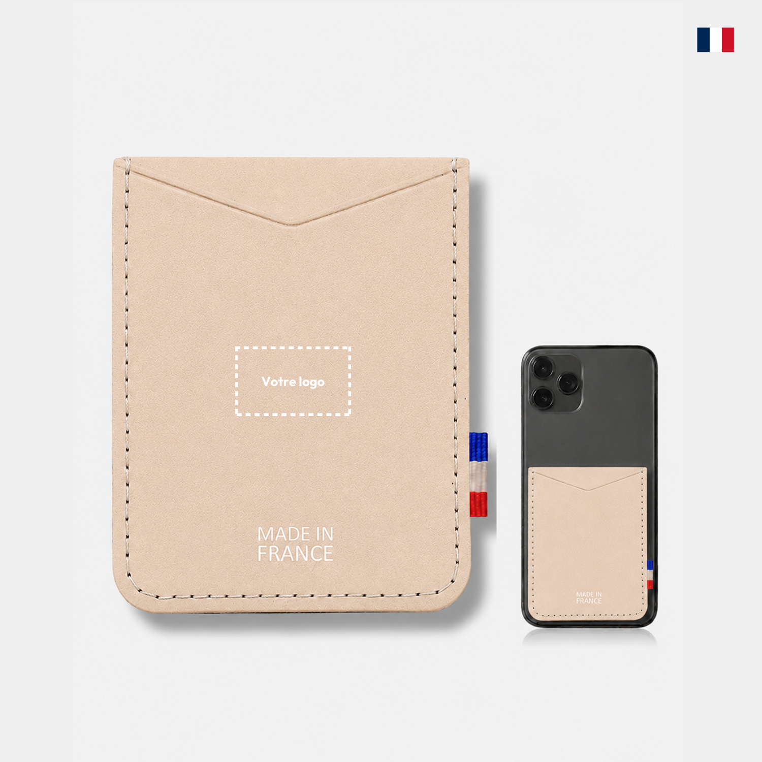 Porte-cartes smartphone personnalisable - Cuir recyclé éco-responsable