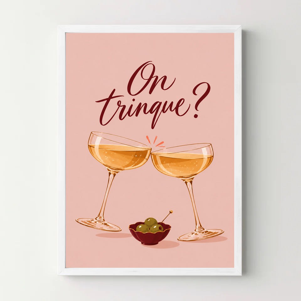 Affiche apéro – On trinque ? — cadre blanc