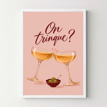 Affiche apéro – On trinque ? — cadre blanc