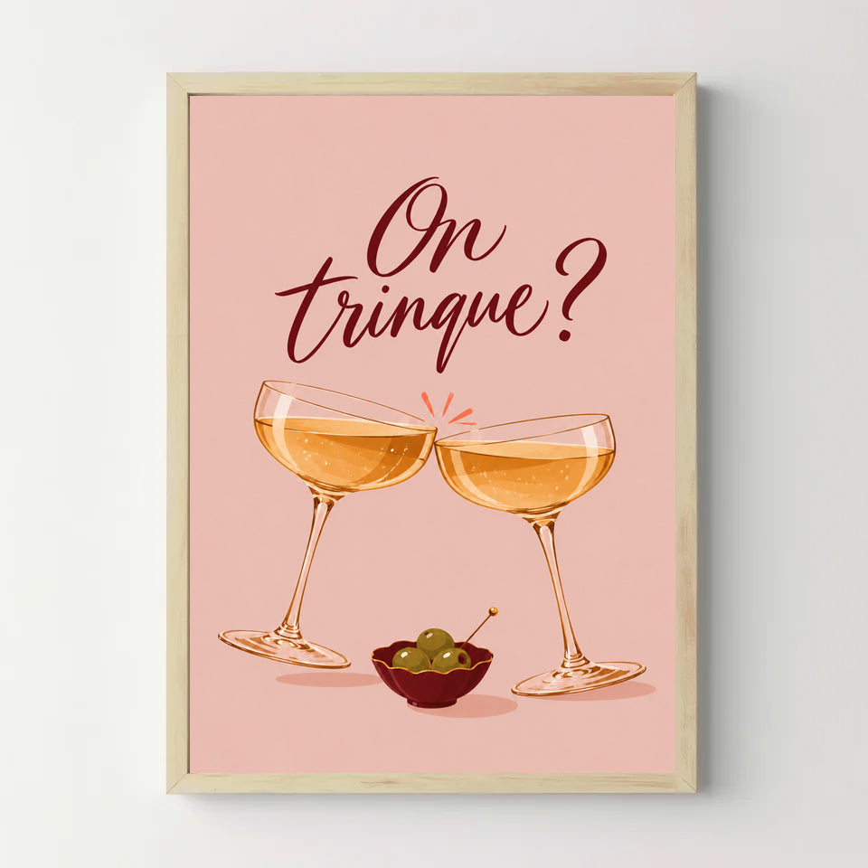 Affiche apéro – On trinque ? — cadre bois