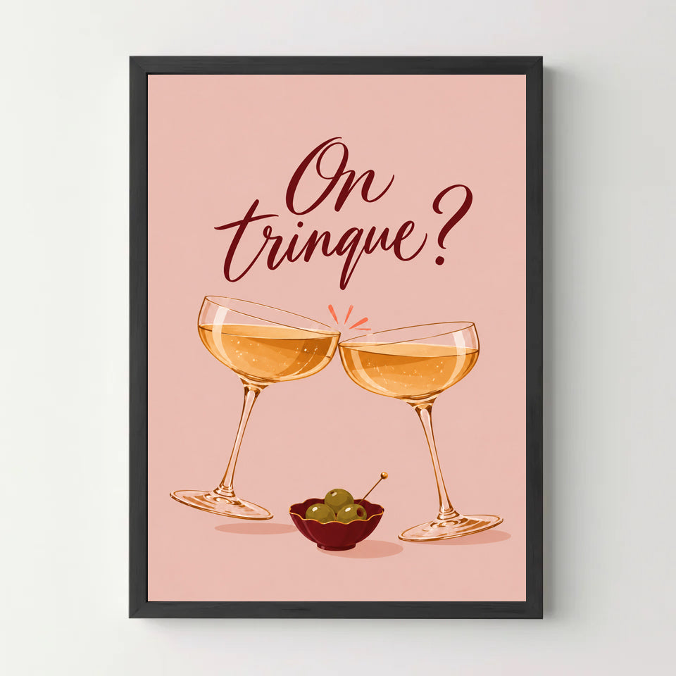 Affiche apéro – On trinque ? — cadre noir