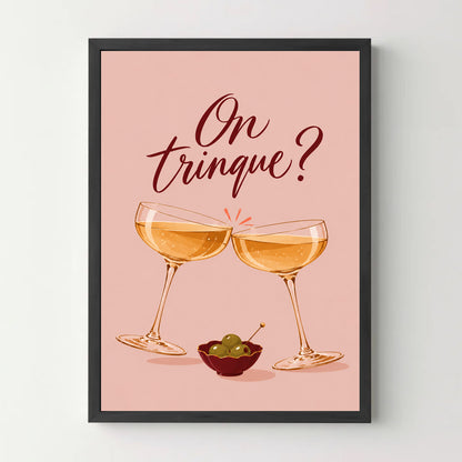 Affiche apéro – On trinque ? — cadre noir