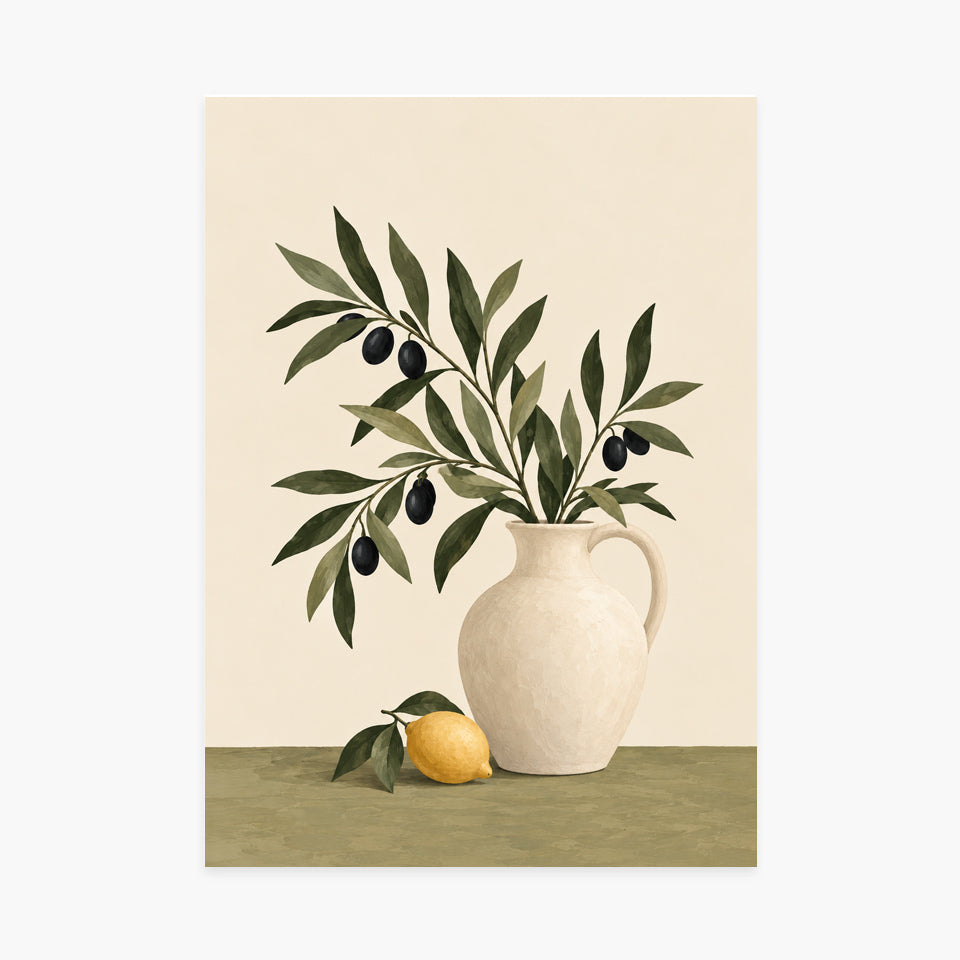 Affiche botanique – Olivier et citron — sans cadre